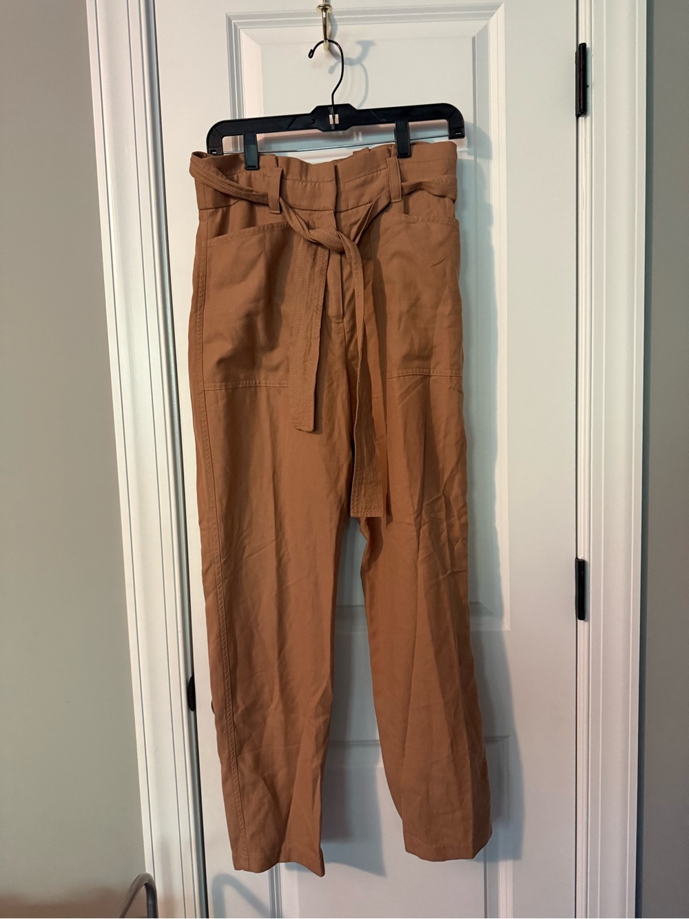 Express Tan Paperbag Waist Chinos with Tie
